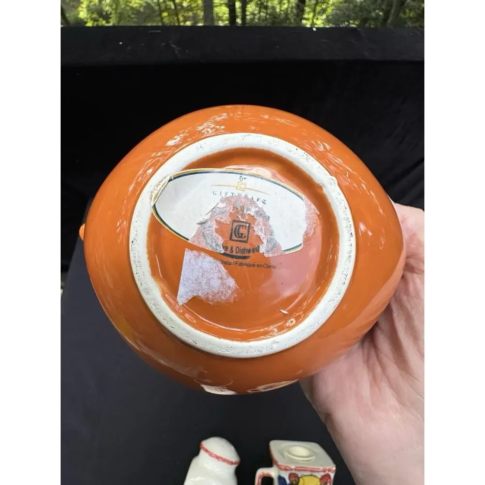 Vintage Gift Craft Fall Thanksgiving Orange Leaf Shape Bowl -C15